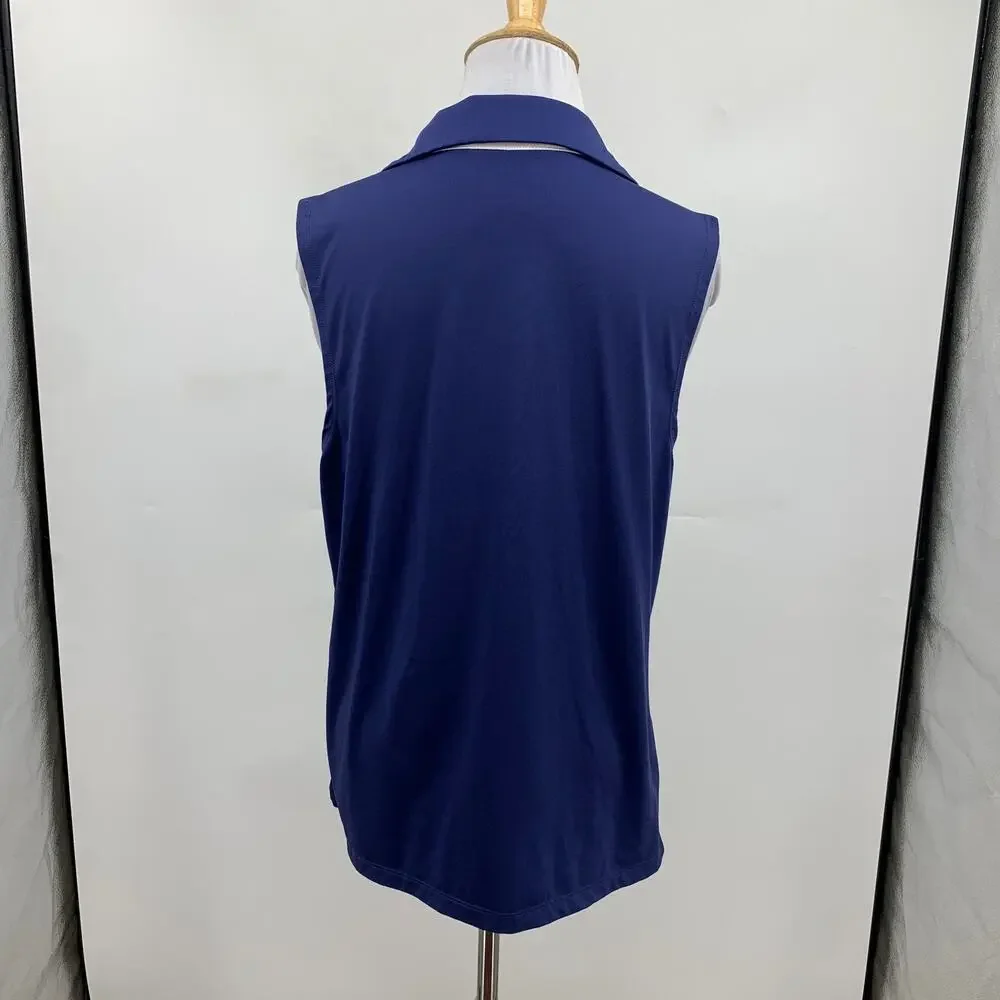 Tommy Bahama Polo Top Womens XL Storm Active Golf Collared Sleeveless 1/4 Zip